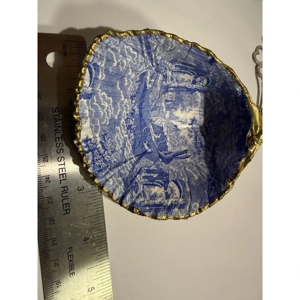 Handmade Trinket Dish On An Atlantic Cockle Sea Shell Decoupaged European Scene‎